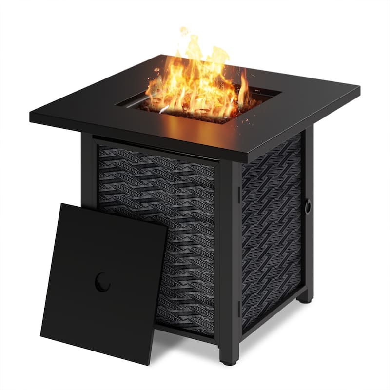 Futzca Square Outdoor Propane Fire Pit Table with Removable Cover - N/A