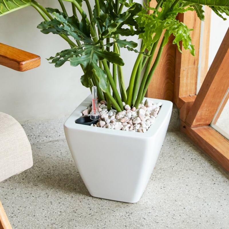 2-Pack Smart Self-watering Planter Pot for Indoor and Outdoor - White - Square Cone