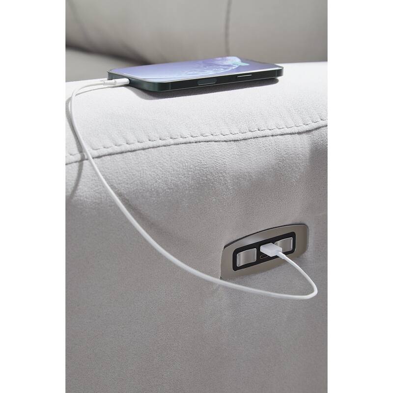 Signature Design by Ashley Grafton Pike Gray 5-Piece Power Reclining Sectional - 144" W x 144" D x 43" H