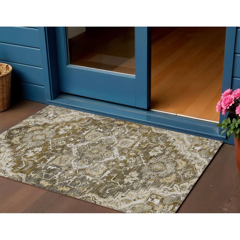 HomeRoots Oriental Traditional Rectangle Outdoor Rug - 3' x 5'