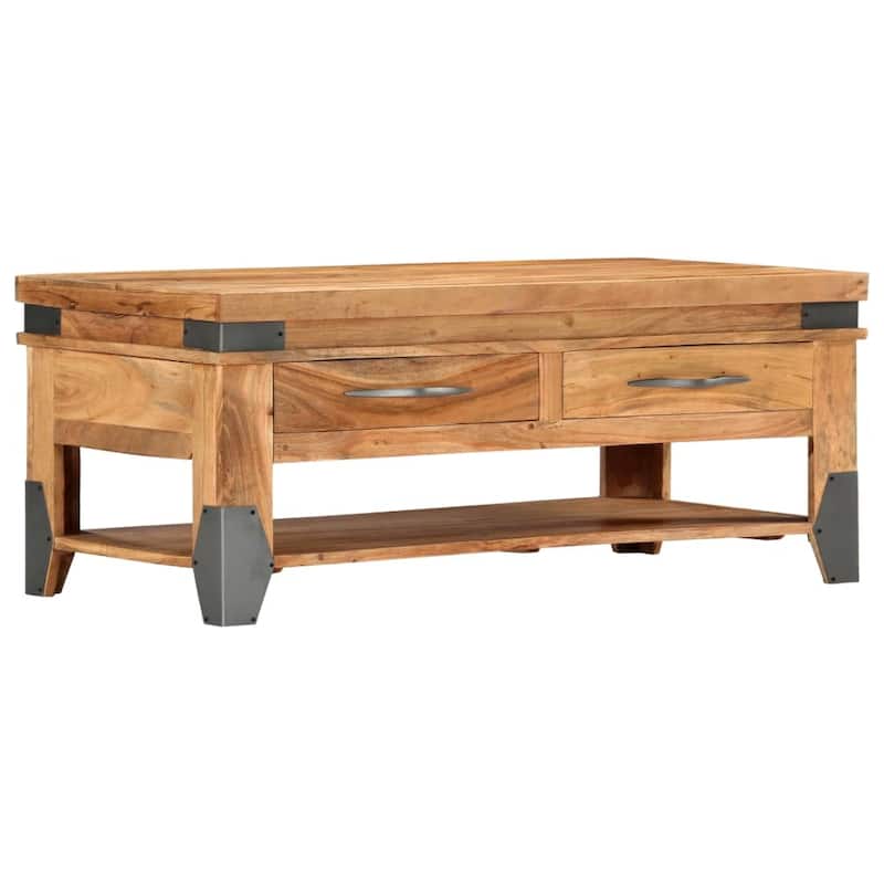 vidaXL Coffee Table 43.3"x20.5"x17.7" Solid Acacia Wood - 43.3" x 20.5" x 17.7"
