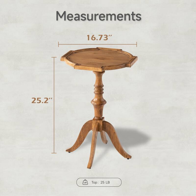 COZAYH Rustic Pedestal Stand Table, Weathered Wood Side Table with Unique Tray Design, Vintage Style End Table