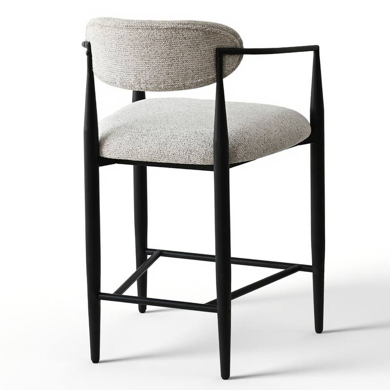 Modern Upholstered Arm Counter Stool with Metal Frame Leg(Set of 2)