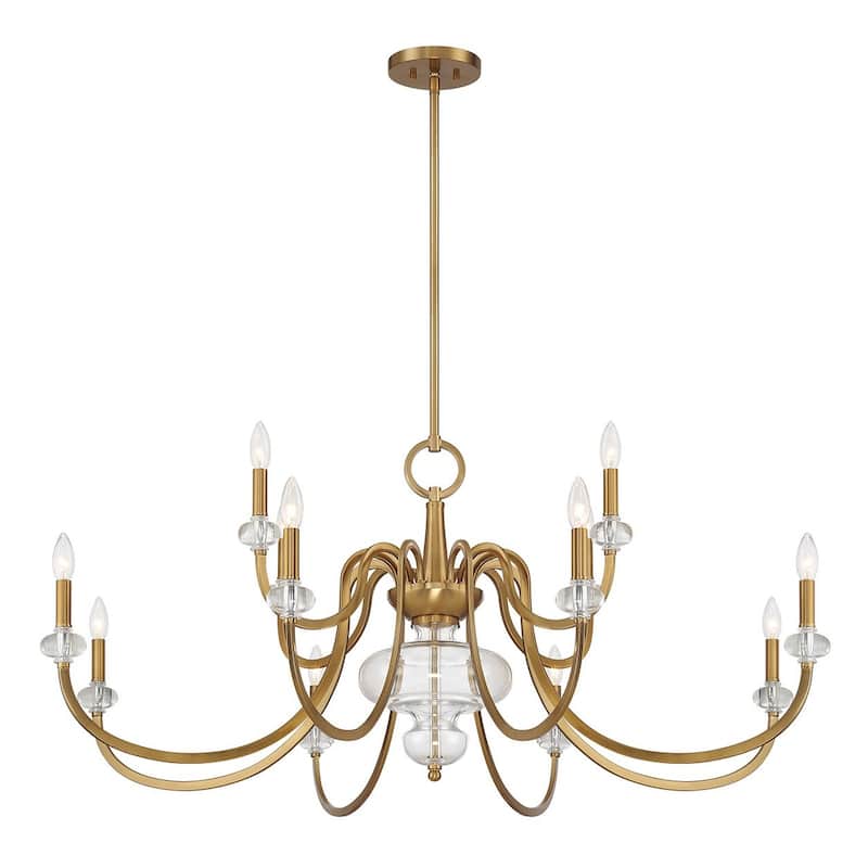 Warm Brass 12 Light Chandelier from the Bergdorf Collection