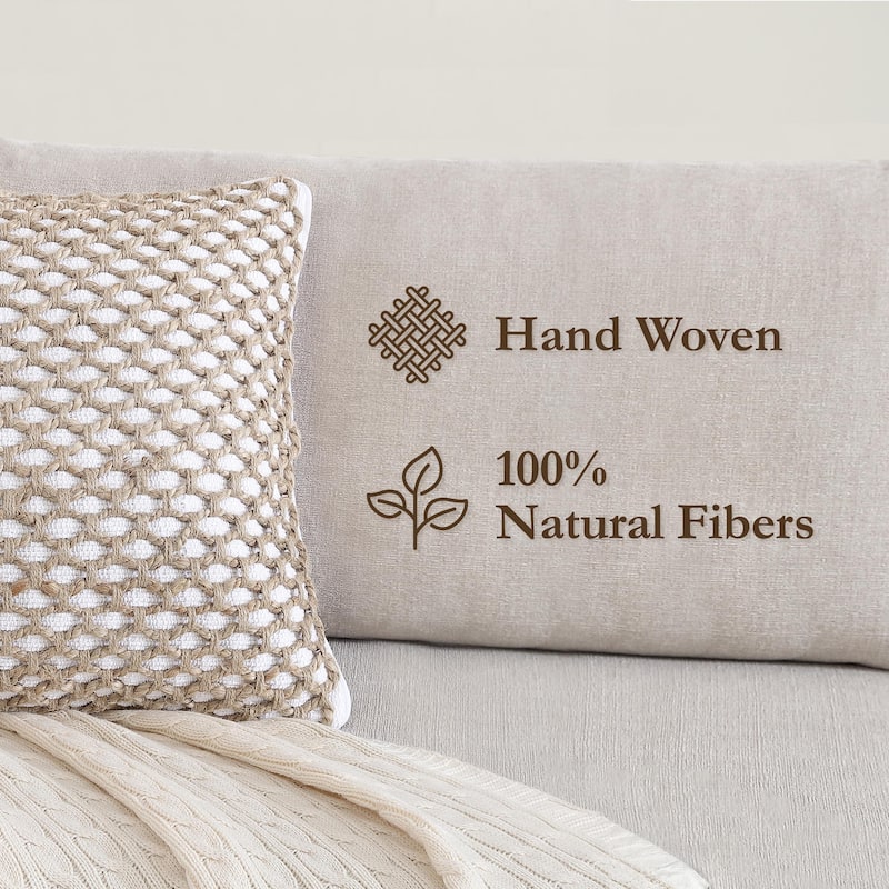 Boho Living Jada Braided Cotton/Jute Throw Pillow Covers