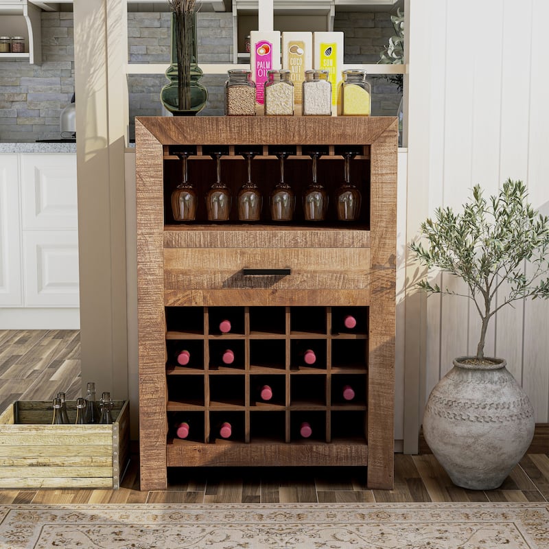 Anaisha Rustic Solid Wood 20-Bottle Wine Rack by Furniture of America