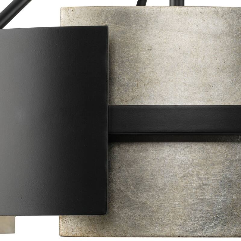Lowery Collection 19 in. Three-Light Matte Black Aged Silver Leaf Industrial Luxe Semi-Flush Mount - 19 in x 19 in x 15.37 in