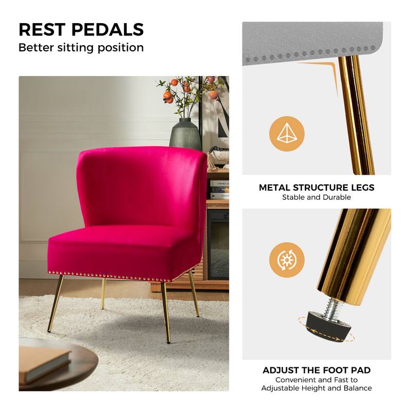 Celtia Modern Velvet Accent Side Chair with Nailhead Trim by HULALA HOME