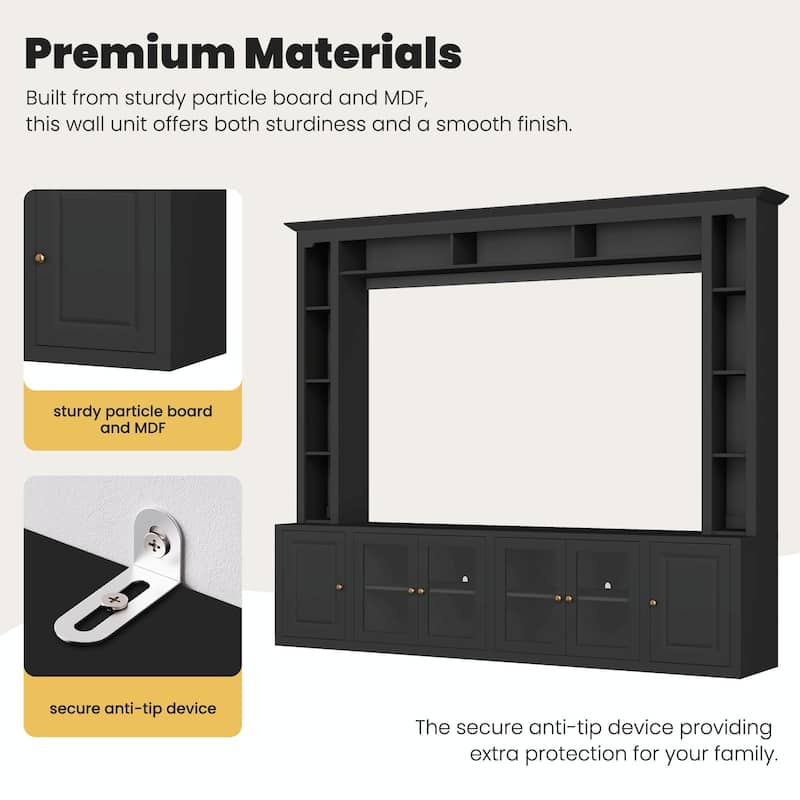 4-Piece Modern Entertainment Center Wall Unit with Bookshelves - All-in-1 Large TV Stand for TVs Up to 80"