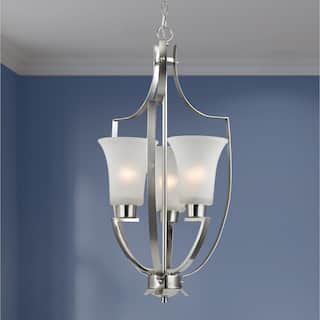 Elk Home Foyer Brushed Nickel With White Glass 3 Light Pendant