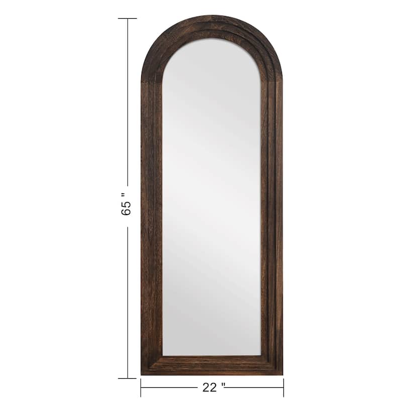 Arched Distressed Wood Mirror Full-length Floor Mirror