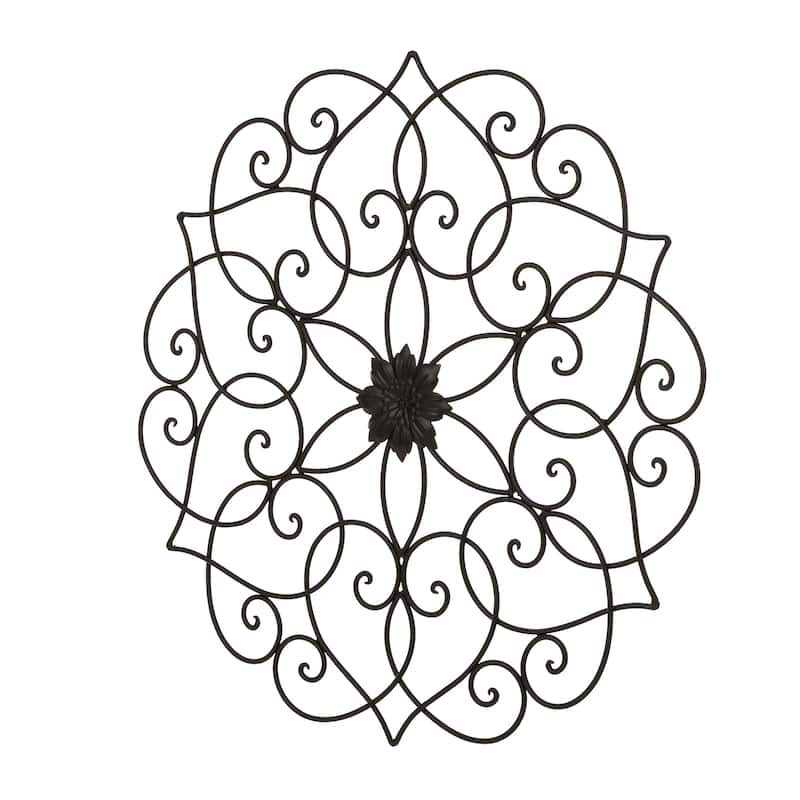 Glitzhome 23"D Traditional Iron Scroll Floral Outdoor Wall Décor