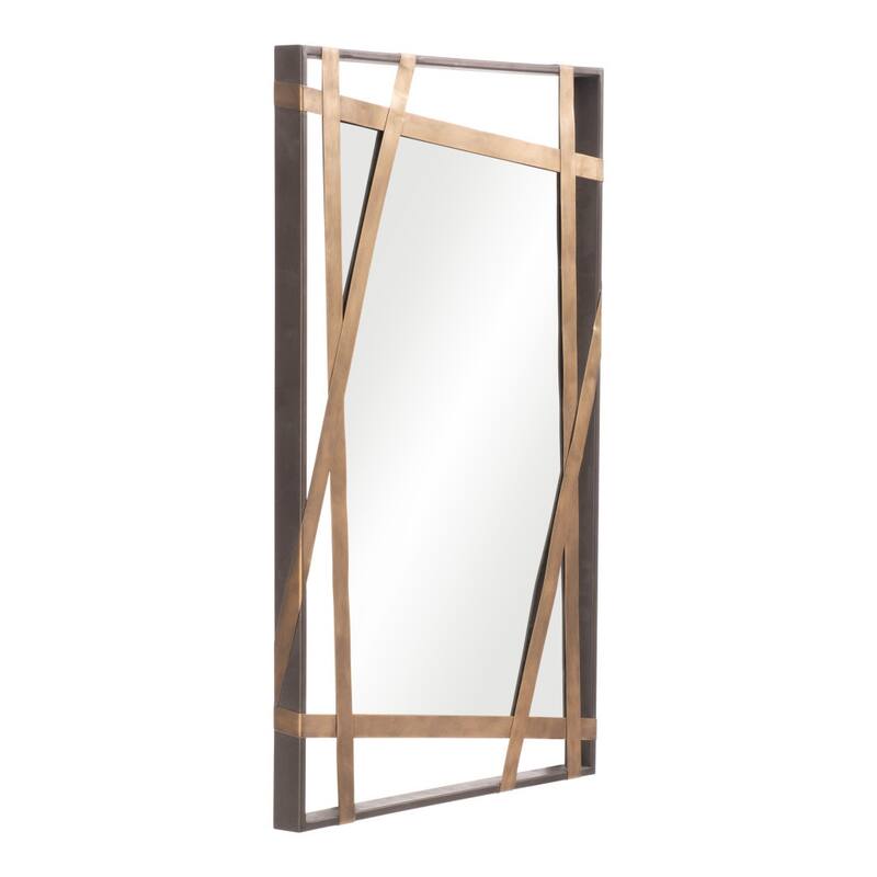 HomeRoots 32" Gold And Black Steel Framed Accent Mirror - Gold and Black - 19.7' X '31.5' X '1.8