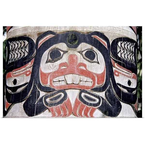 "Close-Up Of A Painted Face On Totem Pole, Ketchikan, Alaska, USA" Poster Print