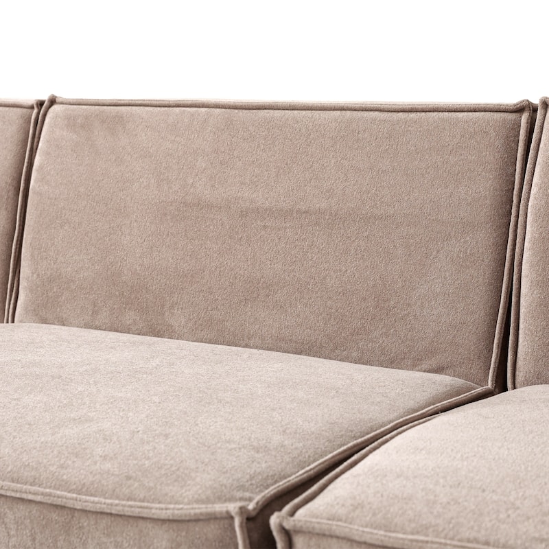 5-Seat L-Shape Modular Sectional Corduroy Sofa Multiple Cushions