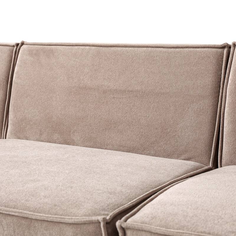 L-Shaped Cloud Sectional Couch, 118" Huge Plus Modular Corduroy Couches with Reversible Chaise Ottoman