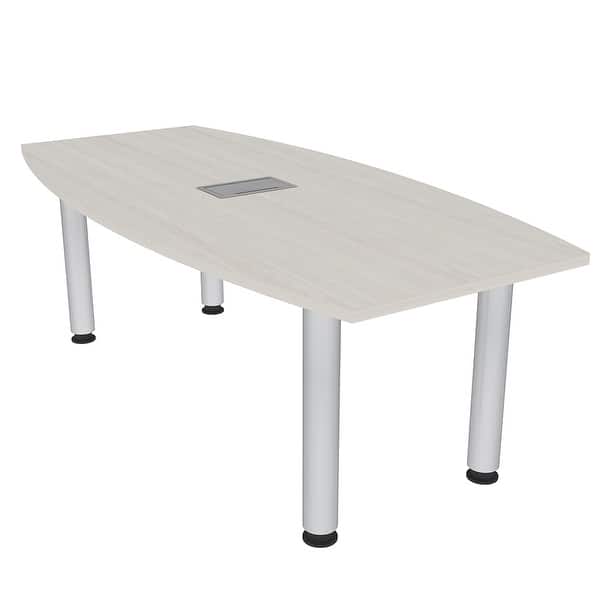 3X5 Boat Shaped Conference Table With Silver Post Leg Power And Data ...