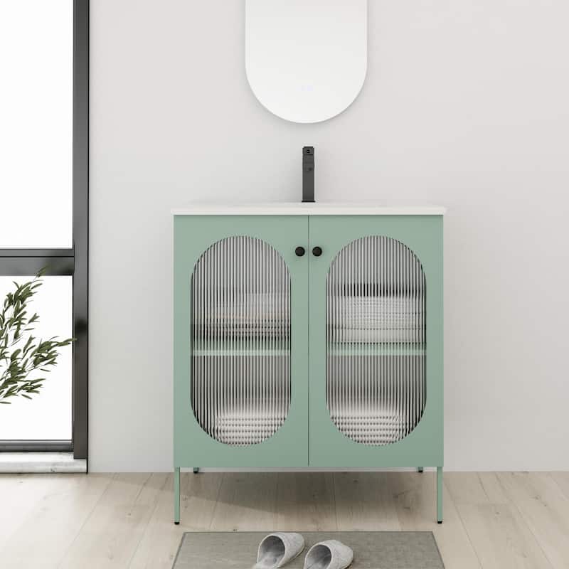 Bathroom Vanity With Sink In 30 Inch, Freestanding Bathroom Vanity With Soft Close Door