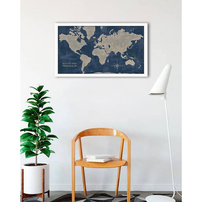 World Map Collage Deep Framed Poster - 24 x 32 Inch - White