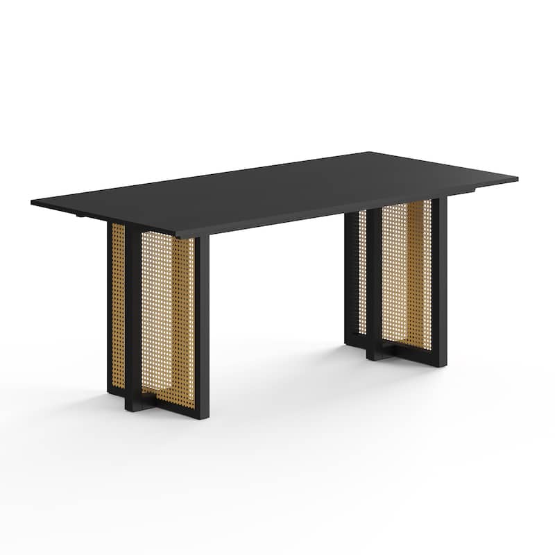 Havenwood Rectangular Dining Table with Cane Base - Black