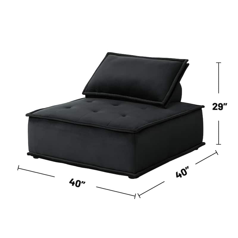 Set of 2 Velvet Armless Chairs with Pillows