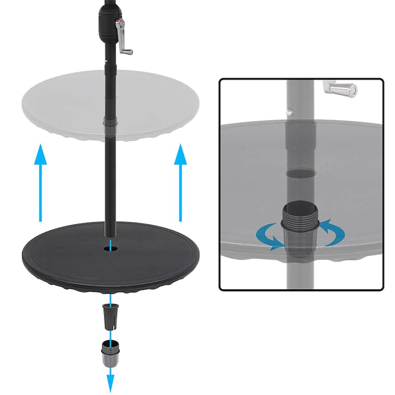 Maypex 20 In. Adjustable Outdoor Umbrella Round Table Top - Black