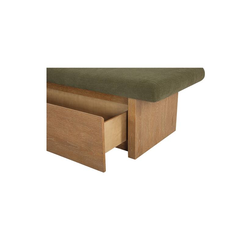 Title: NADAAL STUDIOS Nadaal Orielle Storage Bench, Linen‑Blend Chenille Seat with Oak Veneer Base Oat