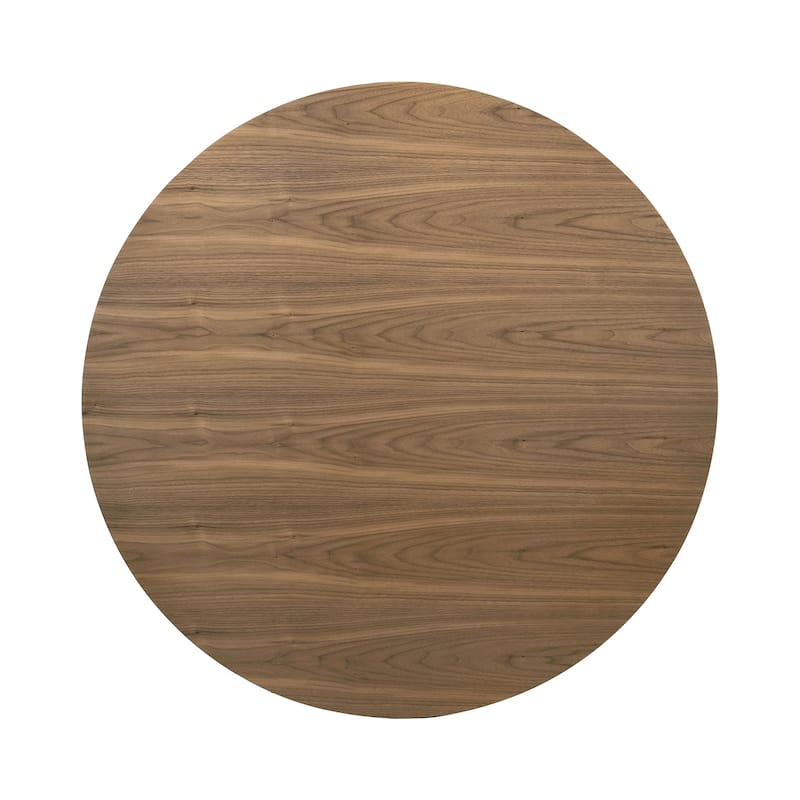 Round Wooden Dining Table with X-cross Base in Walnut