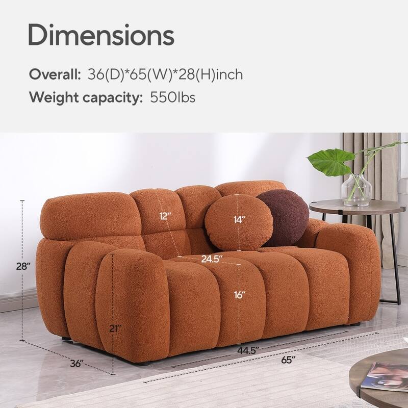 3 Seat Boucle Sofa with Two Pillows