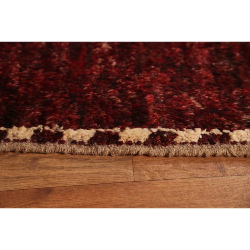 Hand Knotted Oriental 100% Wool Carpet Modern Tribal Red Moroccan Area Rug - 8' 3'' X 5' 3''