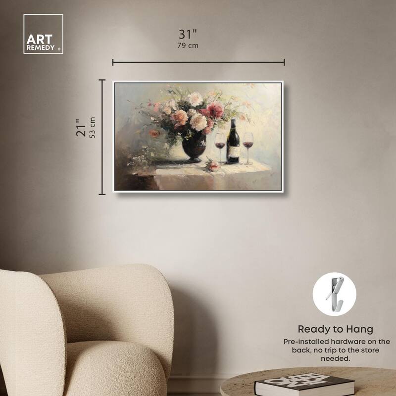 Roses and Red Wine Canvas by Art Remedy