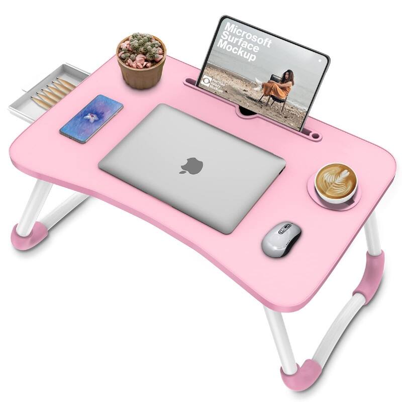 Foldable Laptop Bed Table Multi - 23.6"D x 15.8"W x 10.8"H - Pink