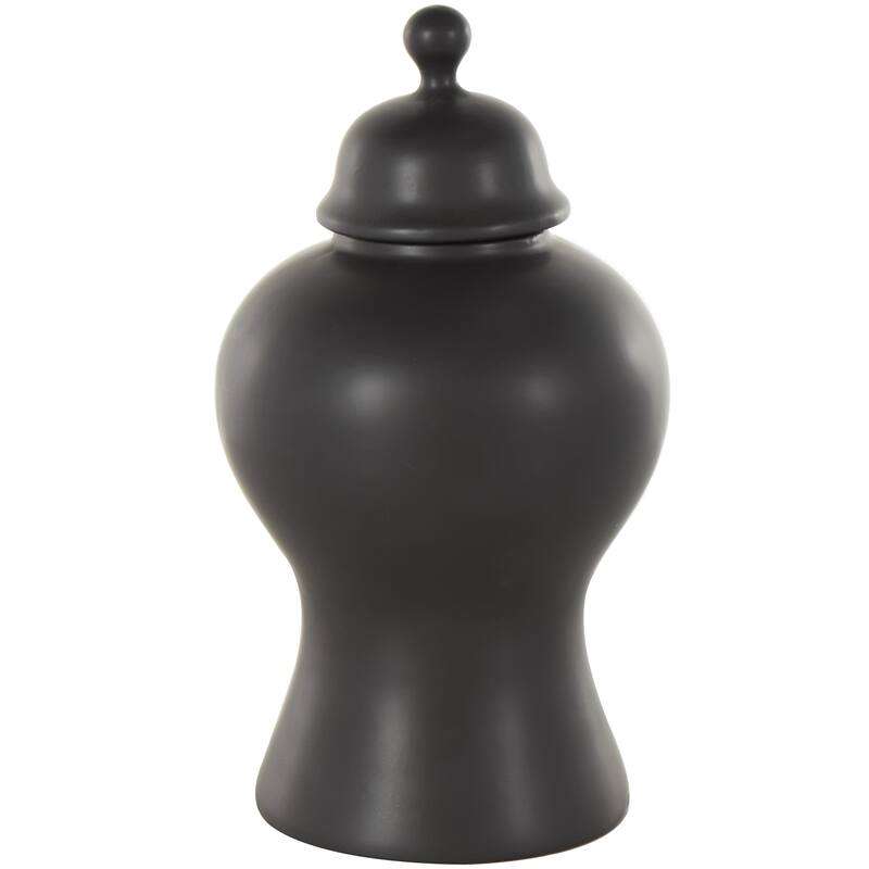 Ceramic Rounded Hourglass Decorative Jars with Lid and Ball Knob - White or Black - Roche River Decor