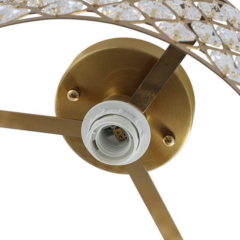 1-Light Modern Vintage Drum Crystal Semi-Flush Mount Ceiling Light