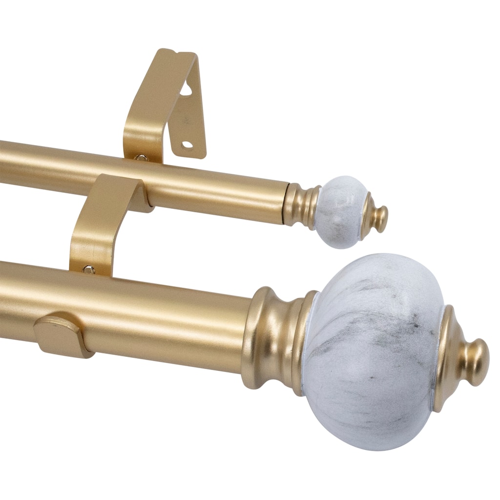 MERIVILLE 1-Inch Diameter Double Window Curtain Rod, Marble Urn Finial