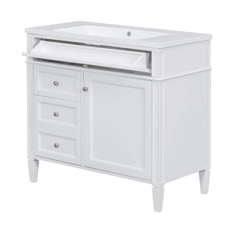 Roomfitters 36 Inch Bathroom Vanity with Sink, Modern Storage Cabinet with 2 Drawers and Tip Out Drawer