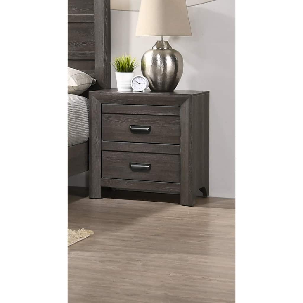 1pc Contemporary Nightstand End Table with Two Storage Drawers Finish Bedroom Wooden Furniture