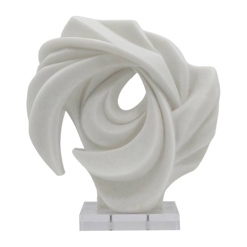 Sagebrook Home 15" Laila Statuary in White, Exquisite Resin and Acrylic Modern Sculpture for Home Decor - 14" x 6" x 15"