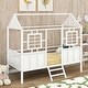 preview thumbnail 1 of 7, White Playhouse Inspired Metal Low Loft Bed with Roof and Front Windows - Twin Size White