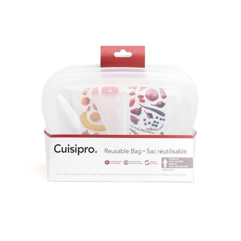 Cuisipro Silicone Stand Up Reusable Bag with Divider 44 oz