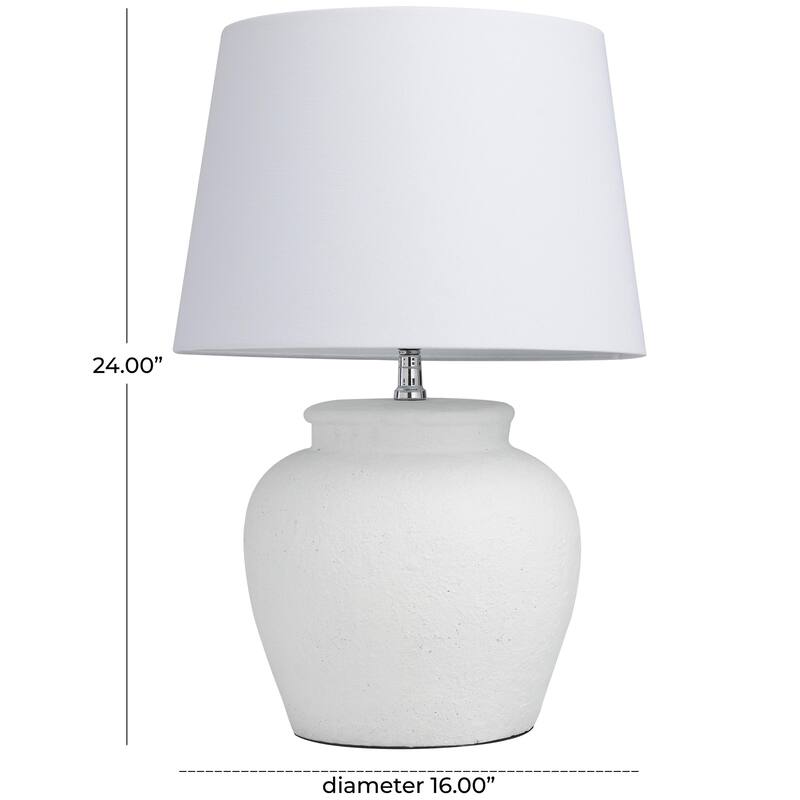 Cement Stone Pot Inspired Room Table Lamp with Textured Exterior - White - Roche River Decor