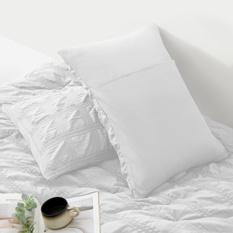 3-Piece Seersucker Bubble Ruffled Chic Textured Comforter Set, All-Season Bedding Set