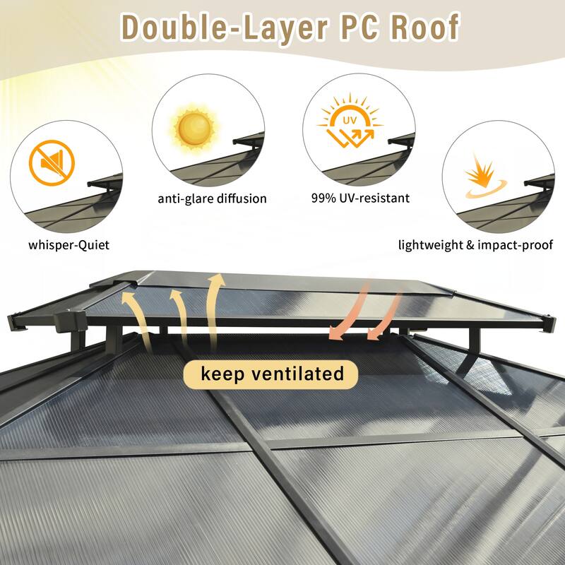 Heavy Duty Double Roof Patio Gazebo with Aluminum Frame