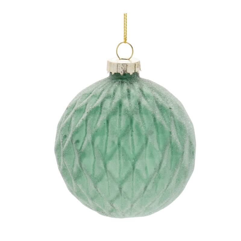 Scalloped and Harlequin Frosted Glass Christmas Ball Ornaments - 3" - Green - 12ct