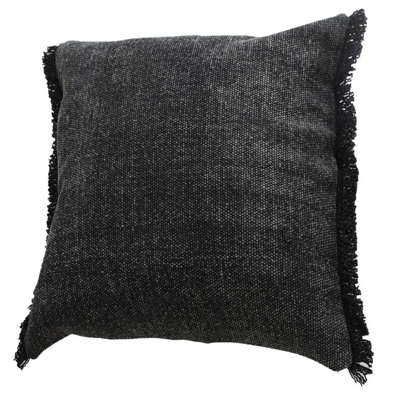HomeRoots 20" X 20" Jet Black 100% Cotton Zippered Pillow
