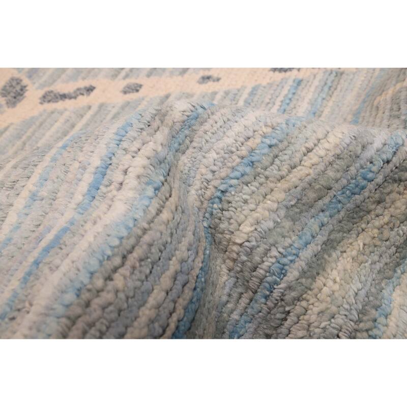 ECARPETGALLERY Hand-knotted Pak Finest Marrakesh Light Blue Wool Rug - 9'4 x 12'1