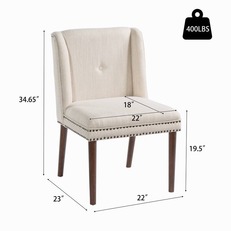 Christopher Knight Home - Light Luxury Upholstered Dining Chair with Rivet Trim & Rubber Wood Legs