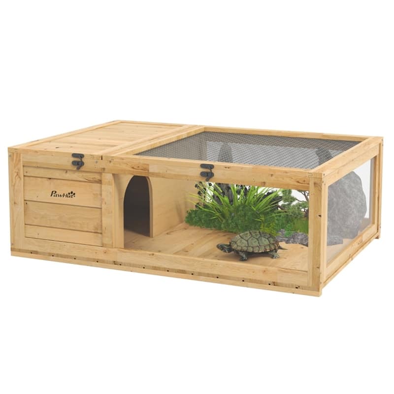 Turtle Cage with Solid Cedar Wood and Suitable for Small Animals - 35.75" L x 23.75" W x 12.5" H