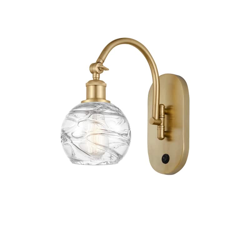 Innovations Lighting 518-1W-12-6 Athens Sconce Athens 12" Tall Wall - Satin Gold / Clear Deco Swirl