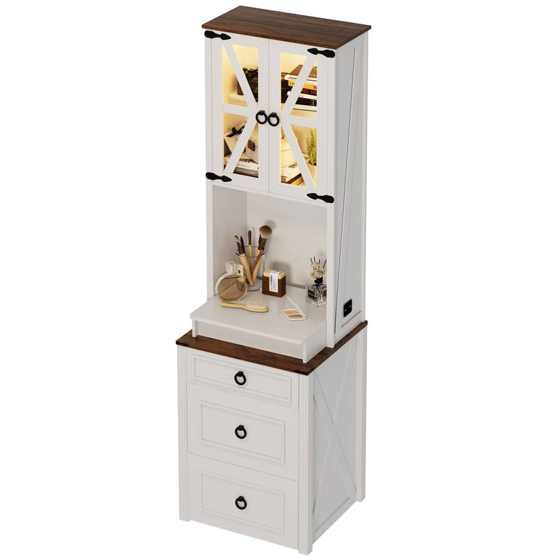 Makeup Vanity with Led Light and Hidden Storage